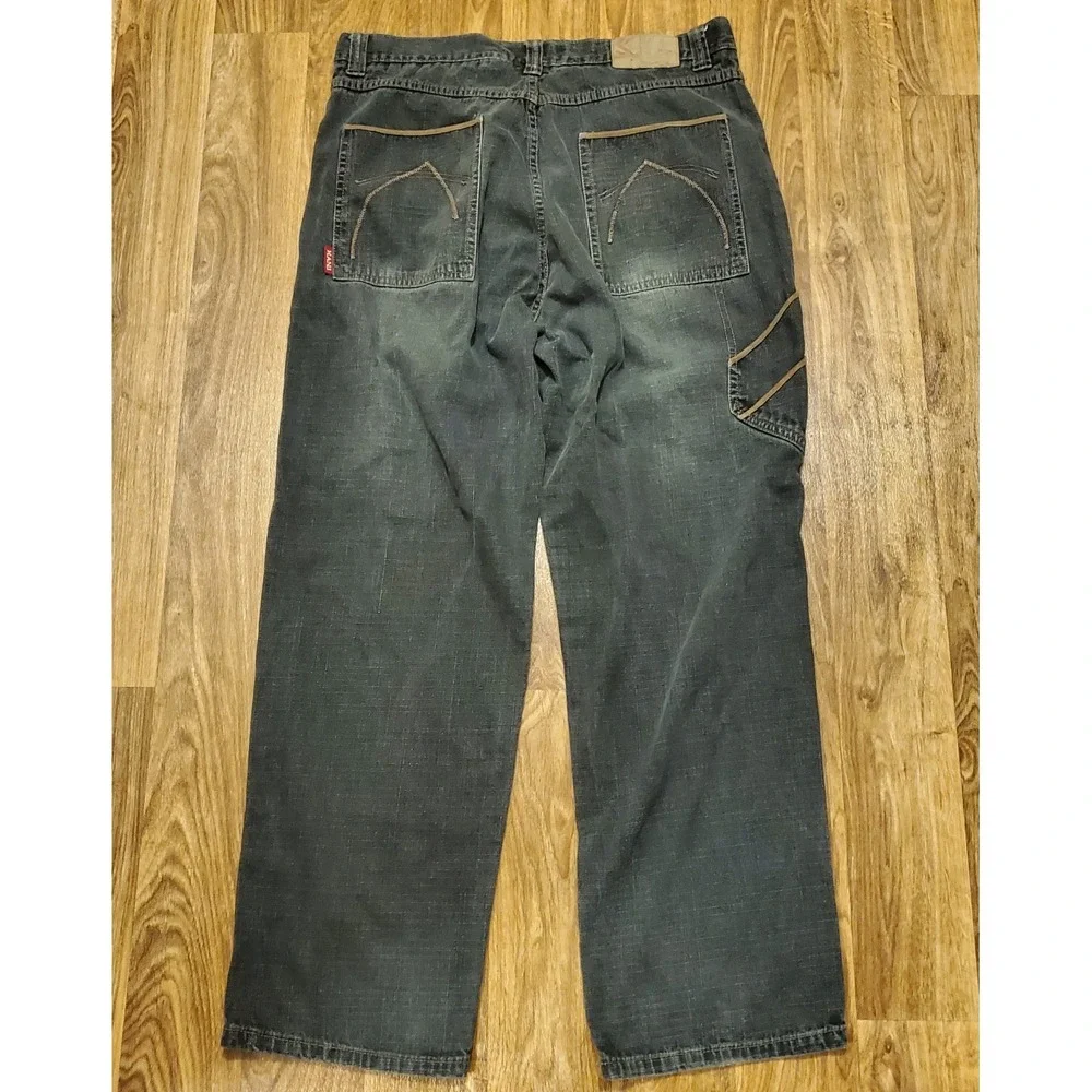 Vintage 90s Karl Kani‎ Jeans Men 38x33 Black Baggy Wide Leg Carpenter Hip Hop - Picture 3 of 12